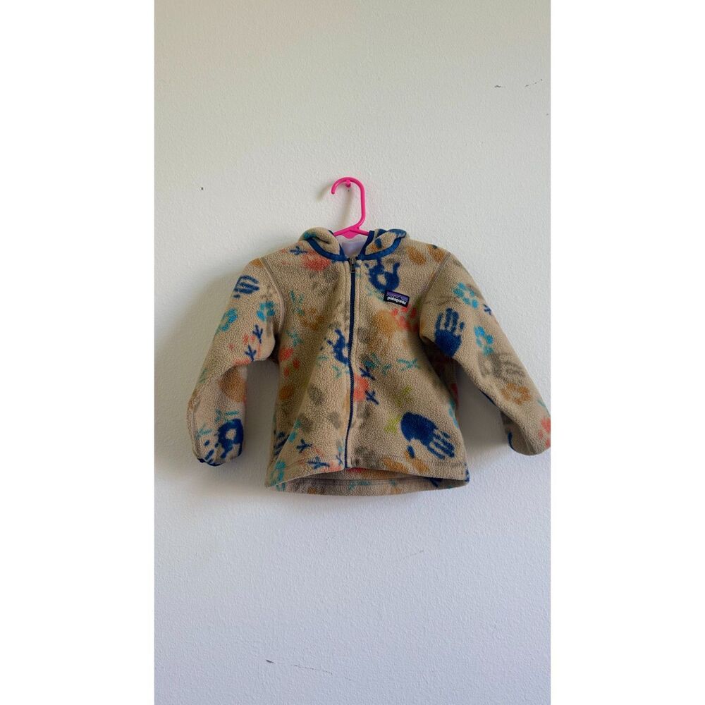 Patagonia Kids 2T Synchilla Fleece Hooded Jacket Handprint Print Made Mexico